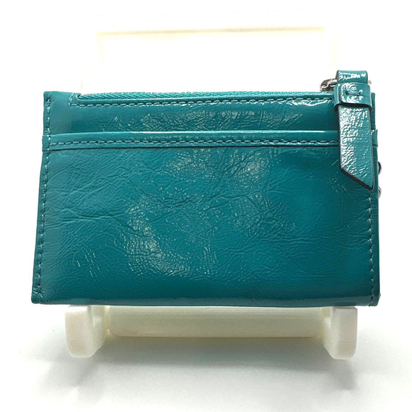 Coach Turquoise Card Holder w/ Keychain - Picture 2 of 5